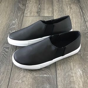 Black Satin Slip Ons